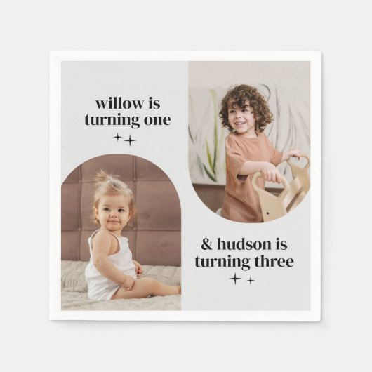 Dubbele Boog Foto Gezamenlijke Verjaardagspapier S Servet (Voorkant)