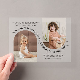 Dubbele boog foto gezamenlijke verjaardagsuitnodig acryl uitnodigingen