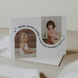 Dubbele Boog Foto Gezamenlijke Verjaardagsuitnodig Bedankkaart