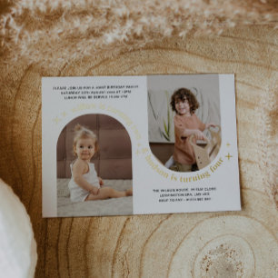 Dubbele boog foto gezamenlijke verjaardagsuitnodig folie uitnodiging