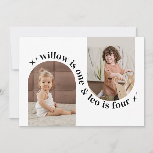 Dubbele boog foto gezamenlijke verjaardagsuitnodig kaart (Voorkant)