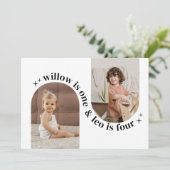 Dubbele boog foto gezamenlijke verjaardagsuitnodig kaart (Staand voorkant)