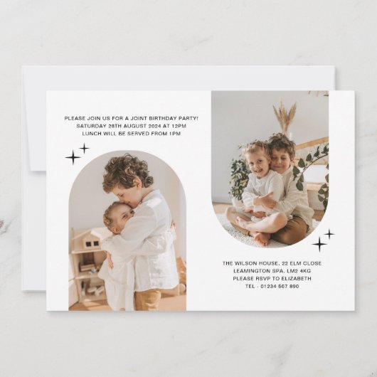 Dubbele boog foto gezamenlijke verjaardagsuitnodig kaart (Achterkant)