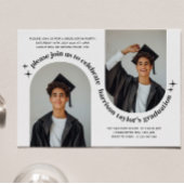 Dubbele boog foto jongen Afstuderen uitnodiging