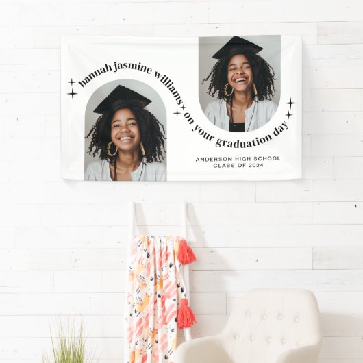 Dubbele boog foto meisje Afstuderen Poster Spandoek (Insitu)