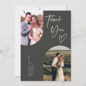Dubbele Boog Houtskool Trouwfoto Bedankkaart (Voorkant)