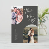 Dubbele Boog Houtskool Trouwfoto Bedankkaart (Staand voorkant)