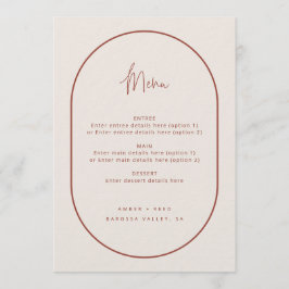 Dubbele Boog Minimal Script Terracotta Trouwmenu Menu
