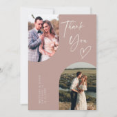 Dubbele Boog Stoffig Roos Trouwfoto Bedankkaart (Voorkant)