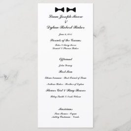 "Dubbele boog Stropdassen" bruiloft programma Programmakaart