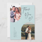 Dubbele Boog Turquoise Trouwfoto Bedankkaart (Voorkant)