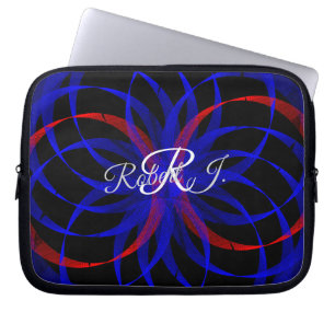 Dubbele bosbeskleurige geometrische elektronica ta laptop sleeve