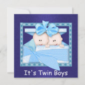 Dubbele BOYS BLUE Baby Shower Invitations Kaart (Voorkant)