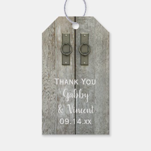 Dubbele branddeuren Landbruiloftsoortmerken Cadeaulabel (Voorkant)