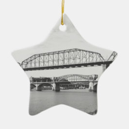 Dubbele Bridge Black en White Photography Keramisch Ornament