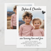 Dubbele broer en zus portret foto minimale boho ve kaart (Voorkant / Achterkant)