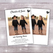 Dubbele broer en zus portret foto minimale boho ve kaart