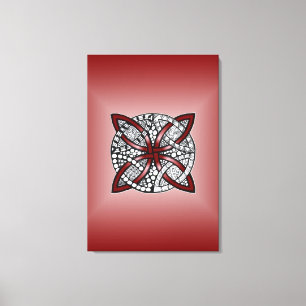 Dubbele bruiloft of Keltische Knot Pattern Red Canvas Afdruk