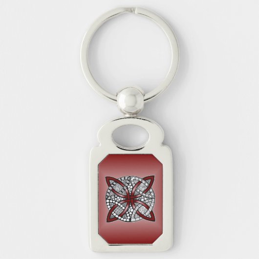 Dubbele bruiloft Ring of Celtic Knot Pattern Red Sleutelhanger (Voorkant)
