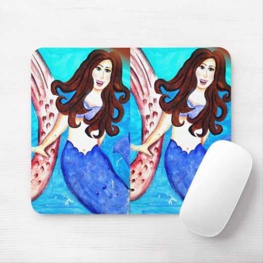dubbele brunette mermaid mousepad muismat (Met muis)