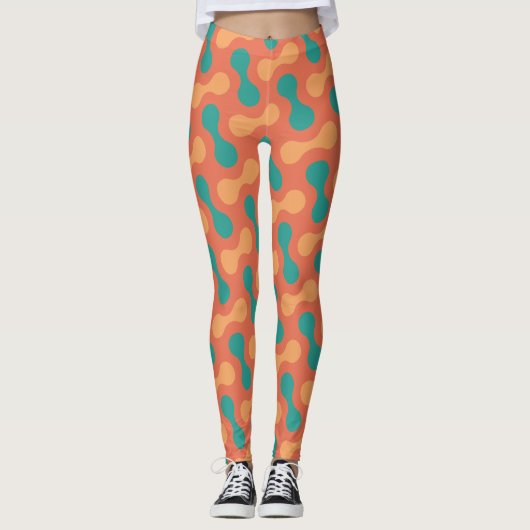 Dubbele Bubble Perzik Geel Minimale Patroon Leggings (Voorkant)