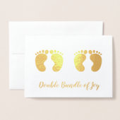 Dubbele bundel Joy Twins New Baby Gold Folie Kaarten (Voorkant met envelop)