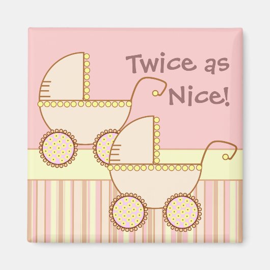 Dubbele Carriage Twin Girls Magnet (Voorkant)