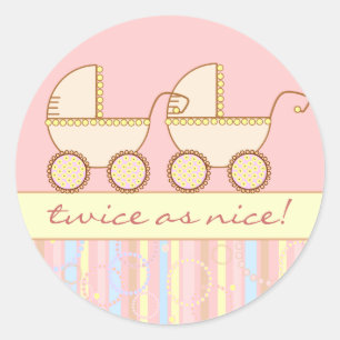 Dubbele Carriage Twin Meisjes Ronde Sticker