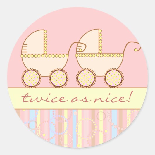 Dubbele Carriage Twin Meisjes Ronde Sticker (Voorkant)