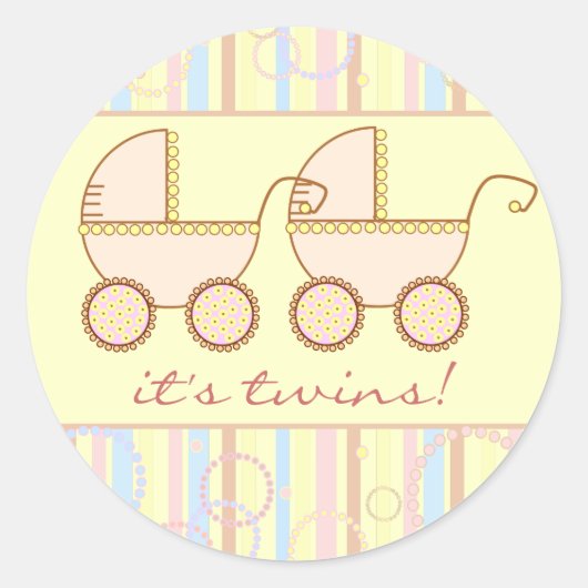 Dubbele Carriage Twin Meisjes Ronde Sticker (Voorkant)