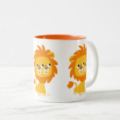 Dubbele Cartoon Lion bekijken Tweekleurige Koffiemok (Voorkant rechts)
