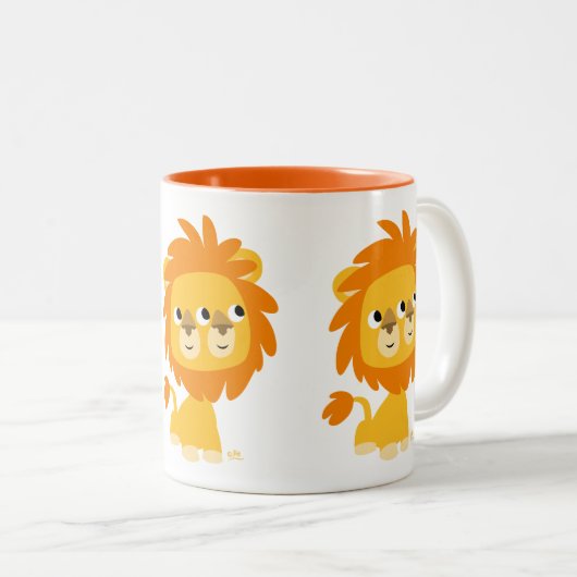 Dubbele Cartoon Lion bekijken Tweekleurige Koffiemok (Voorkant rechts)