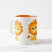 Dubbele Cartoon Lion bekijken Tweekleurige Koffiemok (Voorkant links)