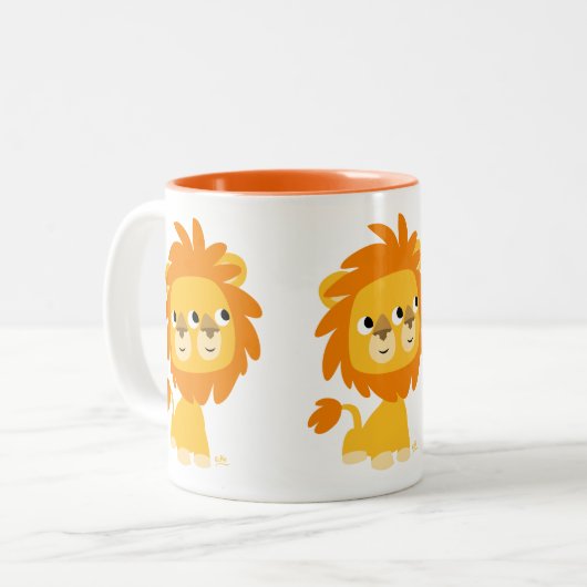 Dubbele Cartoon Lion bekijken Tweekleurige Koffiemok (Voorkant links)
