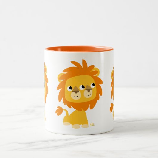 Dubbele Cartoon Lion bekijken Tweekleurige Koffiemok (Center)