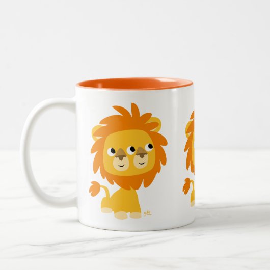 Dubbele Cartoon Lion bekijken Tweekleurige Koffiemok (Links)