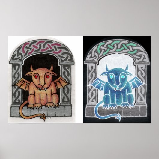 Dubbele Celtic Gargoyle afdrukken Poster (Voorkant)