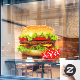 Dubbele Cheeseburger Best Seller Burger Advert Raamsticker