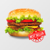 Dubbele Cheeseburger Best Seller Burger Advert Raamsticker (Vel)