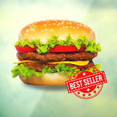 Dubbele Cheeseburger Best Seller Burger Advert Raamsticker (Vel 3)