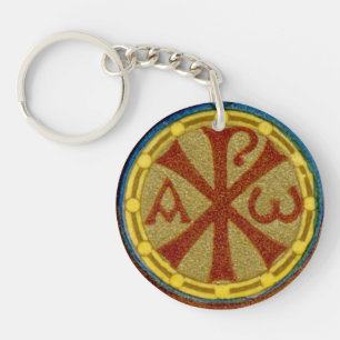 Dubbele Chi Rho / Alpha Omega Medaillon van SNV 36 Sleutelhanger