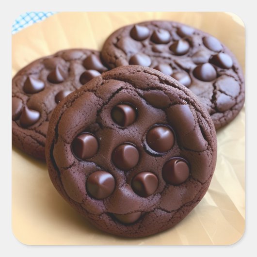 Dubbele chocolade chip cookies vierkante sticker (Voorkant)