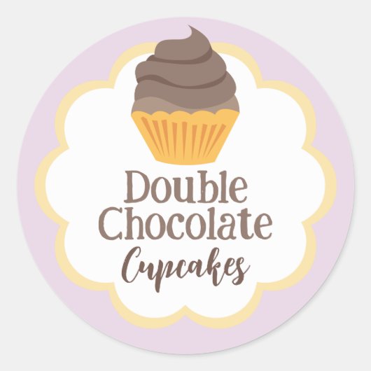 Dubbele Chocolade Cupcake Scallop Label (Voorkant)