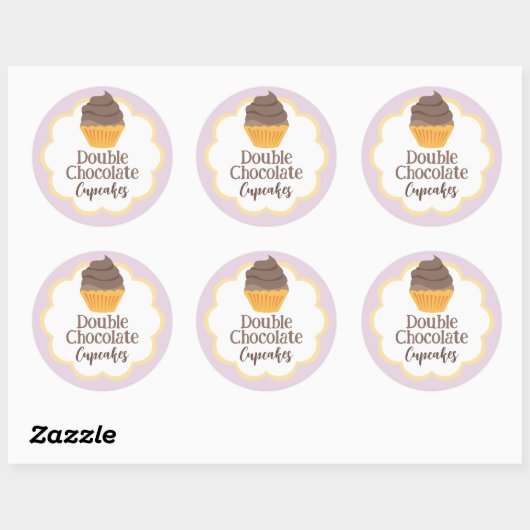 Dubbele Chocolade Cupcake Scallop Label (Vel)