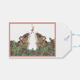Dubbele Christmas Mice Gift Label zien Cadeaulabel