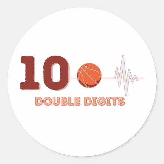 Dubbele cijfers 10 jaar oud Birthday Boy Basketbal Ronde Sticker (Voorkant)