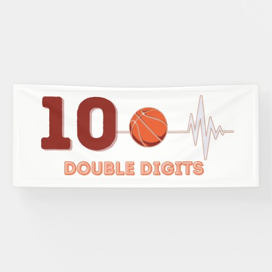 Dubbele cijfers 10 jaar oud Birthday Boy Basketbal Spandoek (Horizontaal)