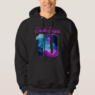 Dubbele Cijfers 10 Jaar Oude Galaxy Thema, Blauw R Hoodie