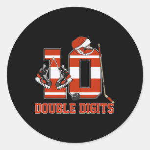 Dubbele cijfers 10 jaar verjaardag Hockey 10e verj Ronde Sticker