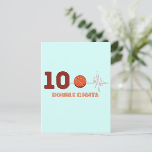 Dubbele Cijfers 10 Jaar Verjaardag Jongen Basketba Briefkaart (Staand voorkant)